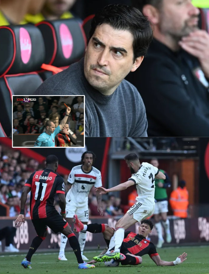 "It’s Common Sense – He Slipped!" – Andoni Iraola Slams Referee After Bournemouth’s Controversial Red Card Against Manchester United