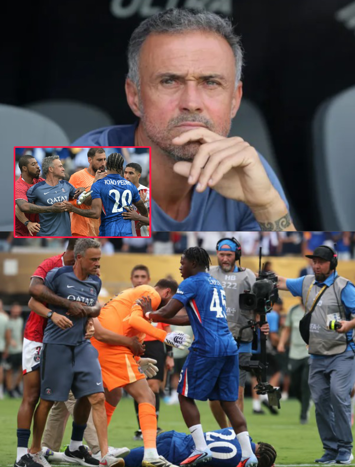 "I was trying to Calm him down" – Luis Enrique Reveals Reason for angry Joao Pedro clash after Chelsea shock PSG in Club World Cup final